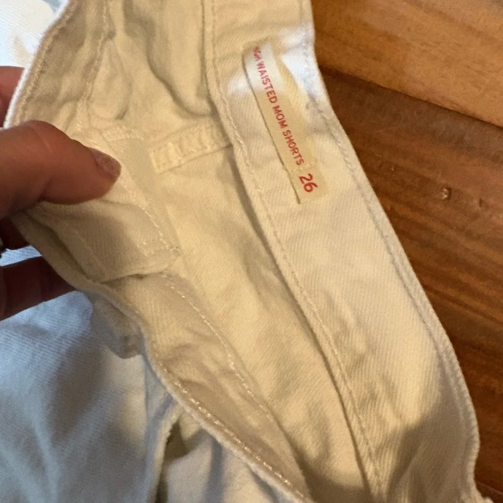 Levi's White Frayed Hem High-Rise Denim Shorts